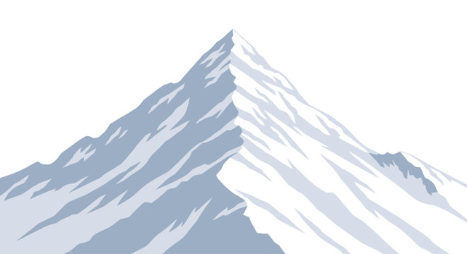 Snow covered mountain peak landscape view.