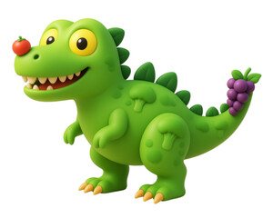Fototapeta premium A cute green baby dinosaur character illustration featuring a funny cartoon dino or dragon design with a friendly monster smile in a flat vector art style