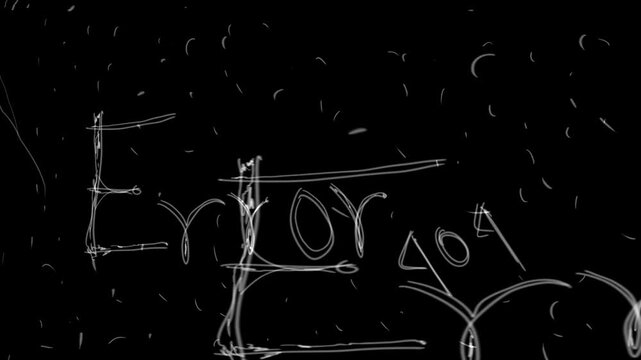 Vintage error 404 text animation with scratches effect, retro glitch screen motion graphic