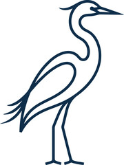 Fototapeta premium Elegant heron outline standing in a graceful pose vector can Editable