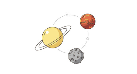 Planets and moons in solar system. © Martani