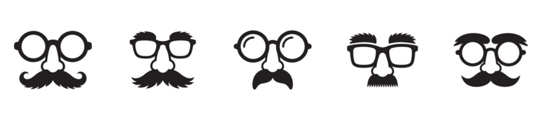 Funny disguise glasses with mustache and nose icons for party and humor concept. Vector Illustration. EPS 10 © Jeremy_Show