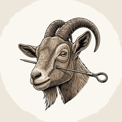 Goat head with piercing needle. © SuryaAji