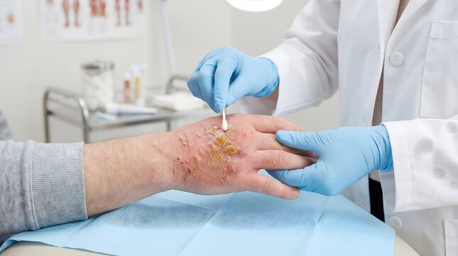 Wound care by medical professional.