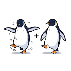 Naklejka premium Two penguins standing side by side.