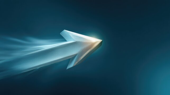 Abstract dynamic arrow design with motion blur effect, representing direction, progress, and innovation in a futuristic digital concept.
