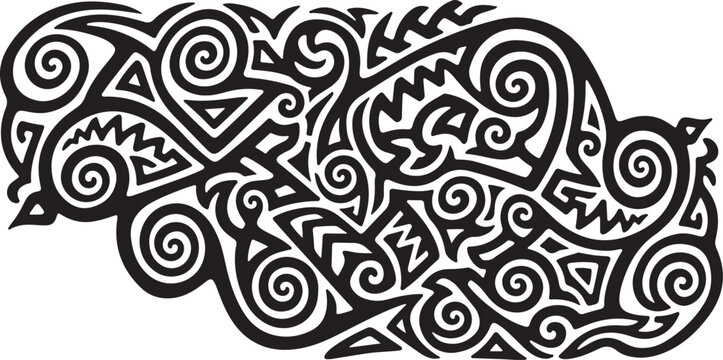 Black and white abstract tribal art design pattern