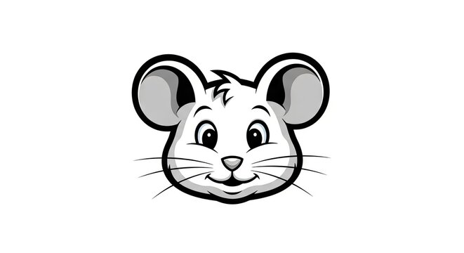 Cartoon mouse face smiling isolated on white background vector illustration