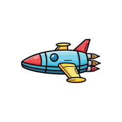 Fototapeta premium Colorful cartoon toy rocket ship.