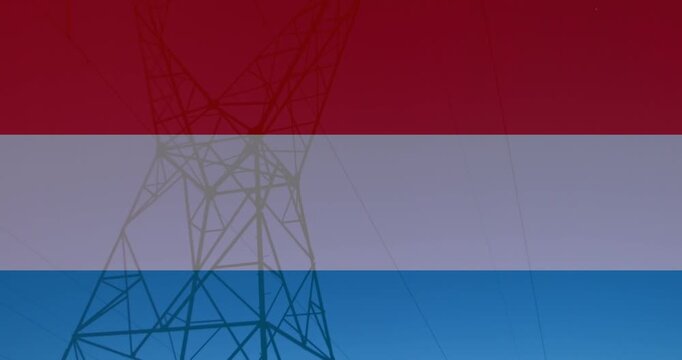 Animation of flag of netherlands over pylons