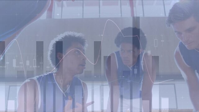 Animation of financial data processing over diverse basketball players