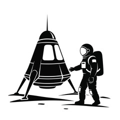 Astronaut and Spacecraft on Lunar Surface. © Fina