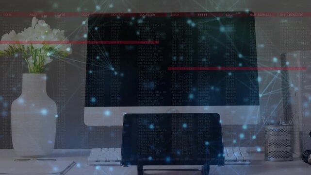 Animation of network of connections over office table