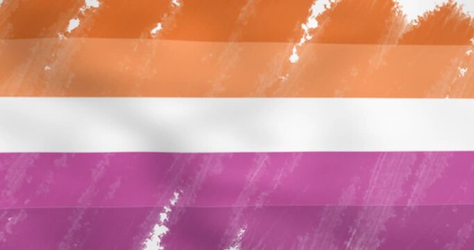 Lesbian Artistic Pride Flag Waving Loop | 4K Brush Effect