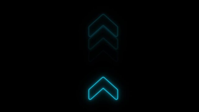 Arrows looped Animation of gradient signal with glowing neon light arrows From Bottom black background. 4k video