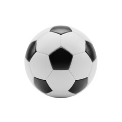 Fototapeta premium Classic black and white soccer ball with synthetic leather texture and detailed stitching isolated on a transparent background. Athletic equipment concept
