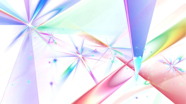 Colorful light beams and lens flares on a transparent background.