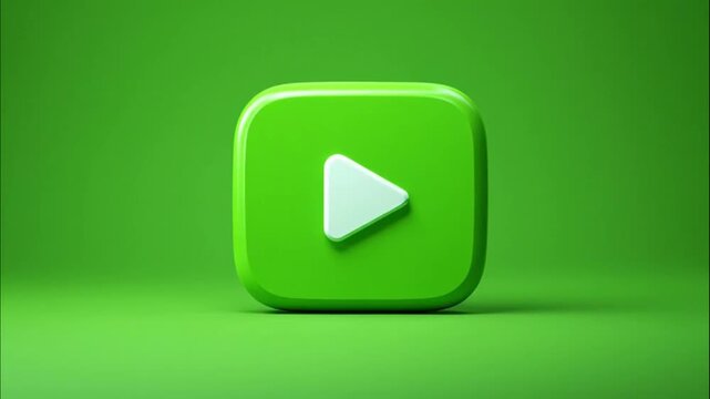 Isometric 3D render of a rounded square play button