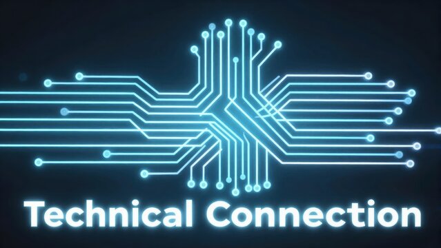 Futuristic Digital Circuit Design Representing Technical Connection in Blue Glow on Dark Background