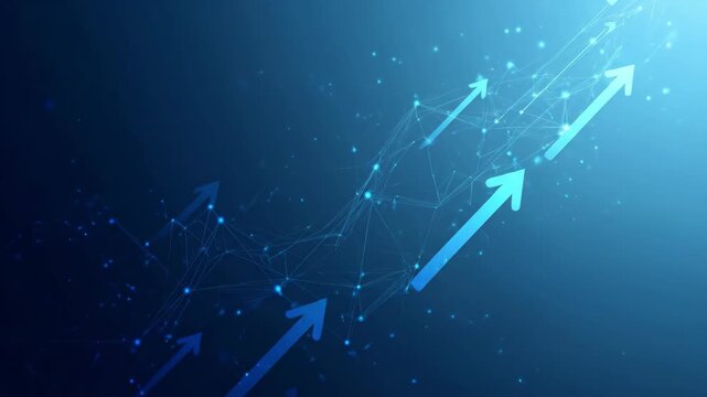 Abstract Blue Arrows Pointing Upwards Symbolizing Growth and Success.