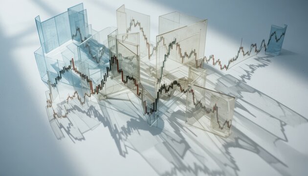 Abstract Representation of Financial Data Trends in Colorful Overlapping Transparent Graphs