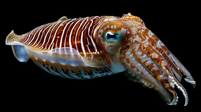 colorful cuttlefish displays intricate patterns underwater.