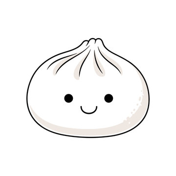 Smiling dumpling with face expression.