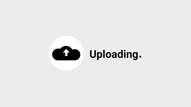 A clean upload interface showing a cloud icon with an upward arrow and the label Uploading on a light grey background