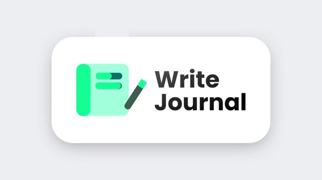 A journaling app icon displaying a green notebook with a pencil and the label Write Journal to encourage daily writing practice