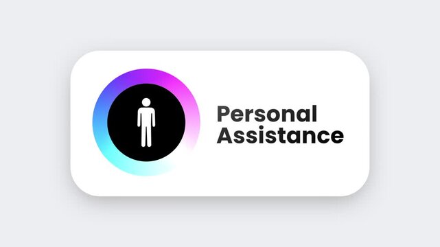 A personal assistant app icon with a human silhouette inside a colorful circular ring and the label Personal Assistance for support services