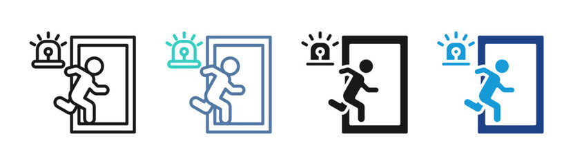 Fototapeta premium Emergency Exit icon set multiple style collection