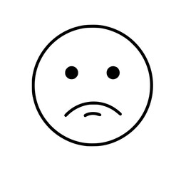 Obraz premium Simple Line Art Sad Frowning Face Icon with Downward Mouth