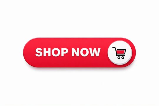 Vibrant red shop now button with shopping cart icon for e-commerce promotions