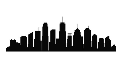 Naklejka premium Modern cityscape skyline vector with sleek black silhouettes of skyscrapers and tall buildings against a white background minimalist urban design