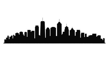Obraz premium Modern urban skyline silhouette of cityscape buildings in sleek vector art style on a clean white background