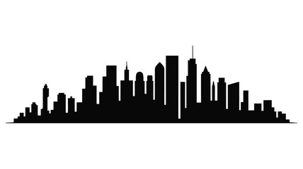 Obraz premium Modern black silhouette of a city skyline with tall buildings and skyscrapers minimalist urban vector design with clean lines