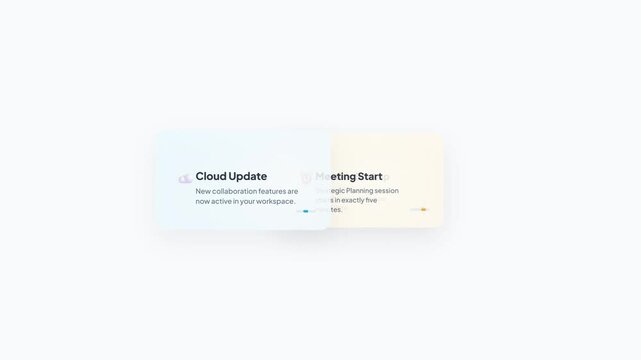 Animated set of modern user interface notification cards for security alerts payment success and system updates