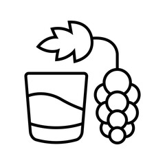 Fototapeta premium Grape juice icon. Food and fruit juice line symbol. Black and white.