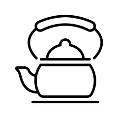 Obraz premium Tea kettle icon. Home and kitchen appliance line symbol. Black and white.