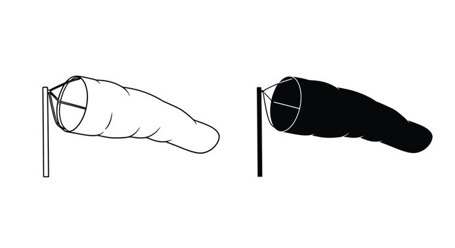 Two windsock illustrations one light and one dark shown as a silhouette