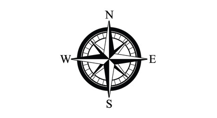 Classic compass rose with cardinal directions a striking silhouette © MDALTUFHOSAIN