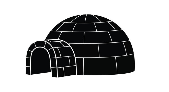 Black igloo illustration against a white background a striking silhouette