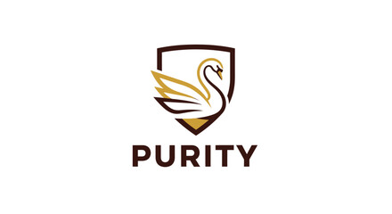 Fototapeta premium Elegant swan emblem design representing purity and sophistication in a shield.