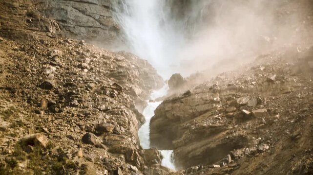 Takakkaw Falls, one of Canada's highest waterfalls, plunging from Daly Glacier in Yoho National Park, British Columbia, Canada. Typical High quality 4k footage