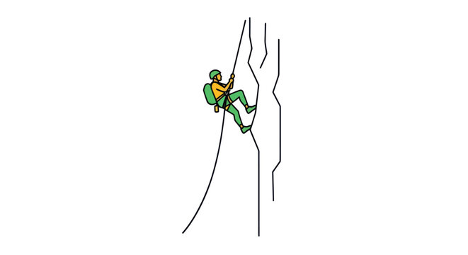 Man rappelling down a rocky cliff face, adventure, extreme sports, outdoor activity