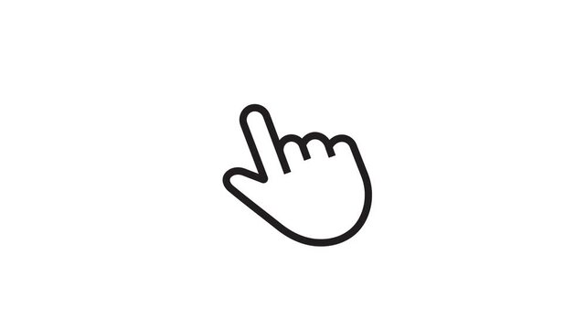finger press animation, cursor click icon, transparent background animation, 4k video