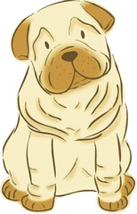 Fototapeta premium Cute Fluffy Puppy Dog Illustrator Sticker PNG