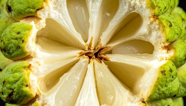 Sweet Sop Sugar Apple Cross Sectioned Macro View