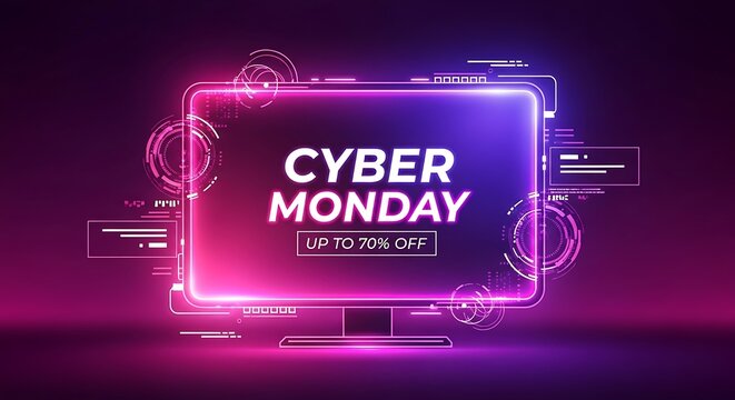 Cyber monday neon sign a vibrant advertisement for online shopping deals