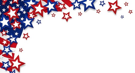 Obraz premium Patriotic frame with red white and blue stars on white background, patriotic